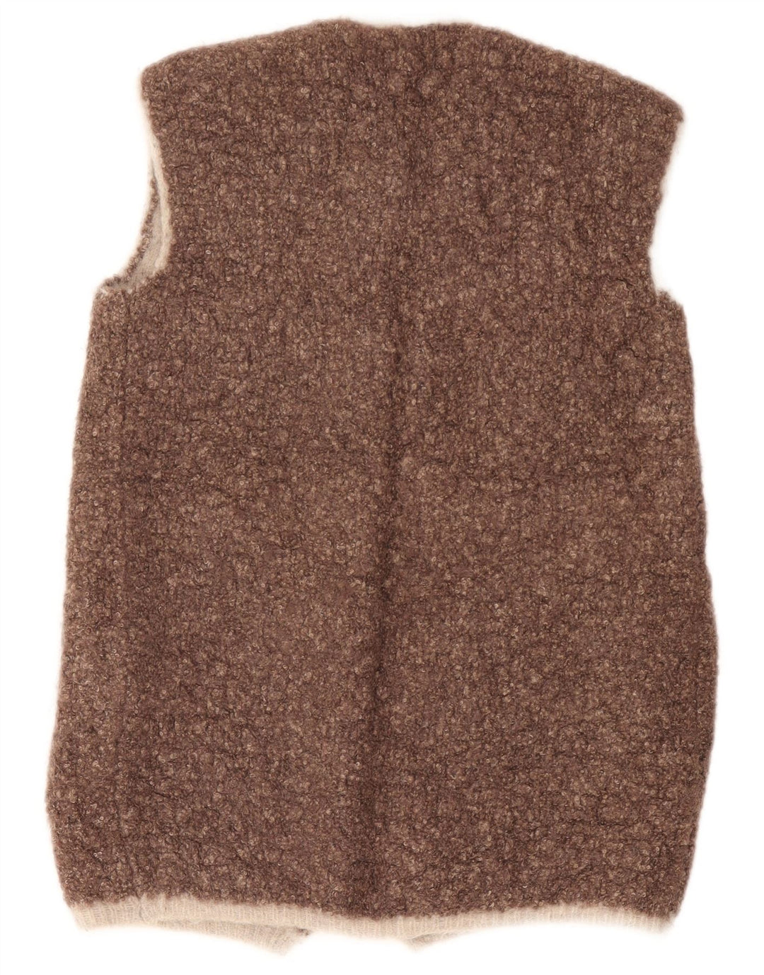 Vintage Womens Sleeveless Open Cardigan Sweater UK 14 Medium Brown