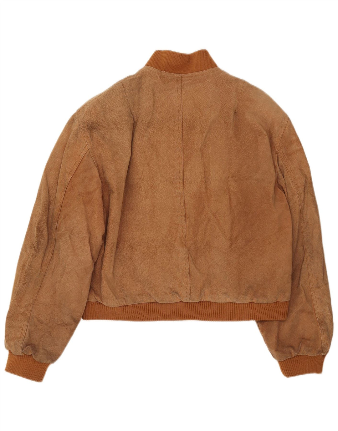TALLY HO Womens Oversized Crop Suede Bomber Jacket UK 10 Small Brown