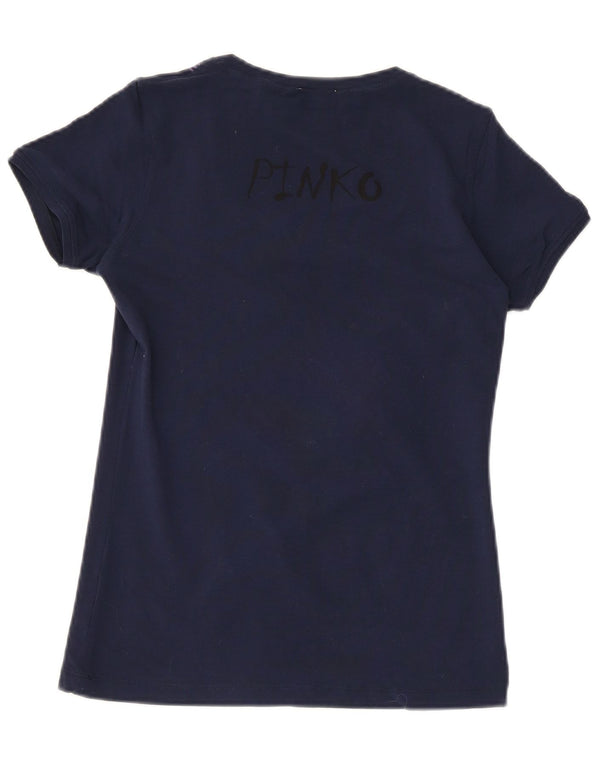 Pinko Womens Disney Graphic T-Shirt Top UK 12 Medium Navy Blue