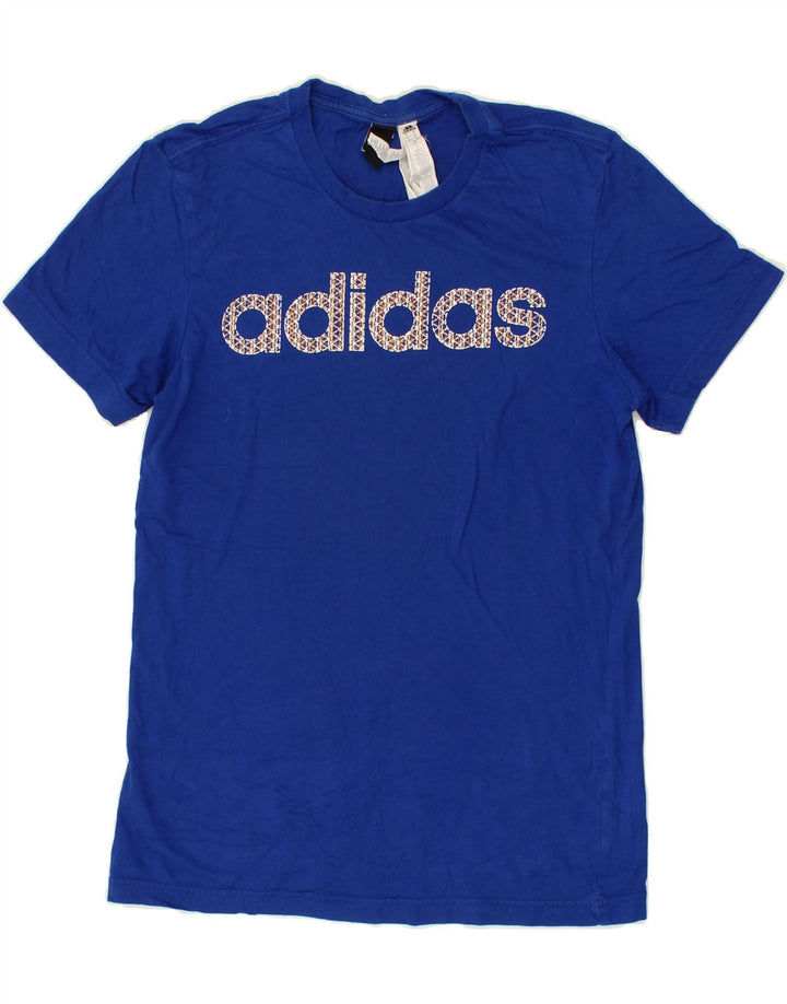 ADIDAS Mens Graphic T-Shirt Top Small Blue Cotton Vintage Adidas and Second-Hand Adidas from Messina Hembry 