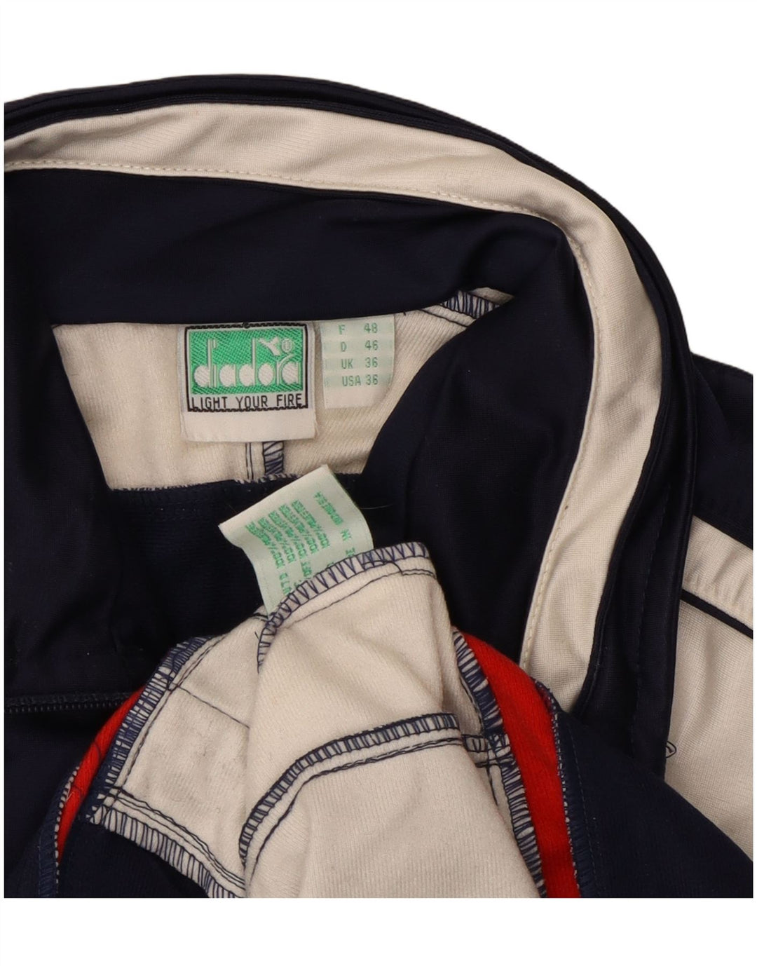 Diadora Mens Tracksuit Top Jacket UK 36 Small Navy Blue Colourblock