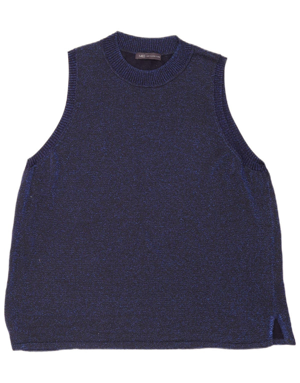 Marks & Spencer Womens Vest Tank Top UK 24 4XL Blue Flecked Viscose