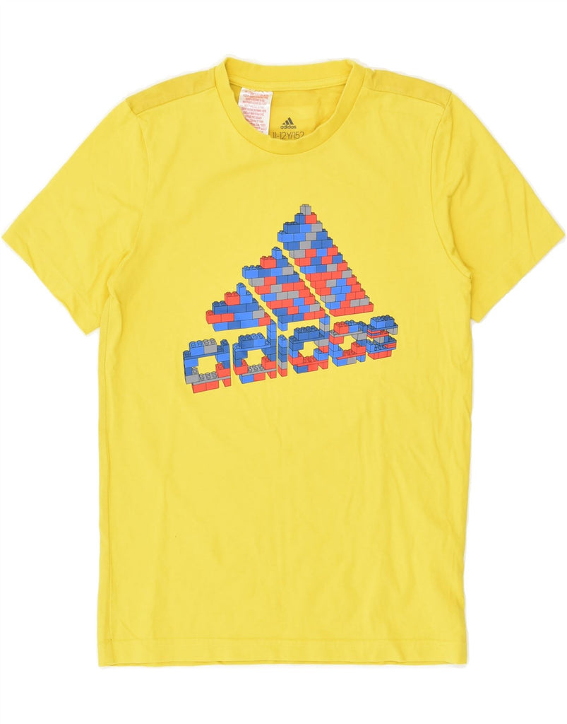 ADIDAS Boys Graphic T-Shirt Top 11-12 Years Yellow Cotton | Vintage Adidas | Thrift | Second-Hand Adidas | Used Clothing | Messina Hembry 