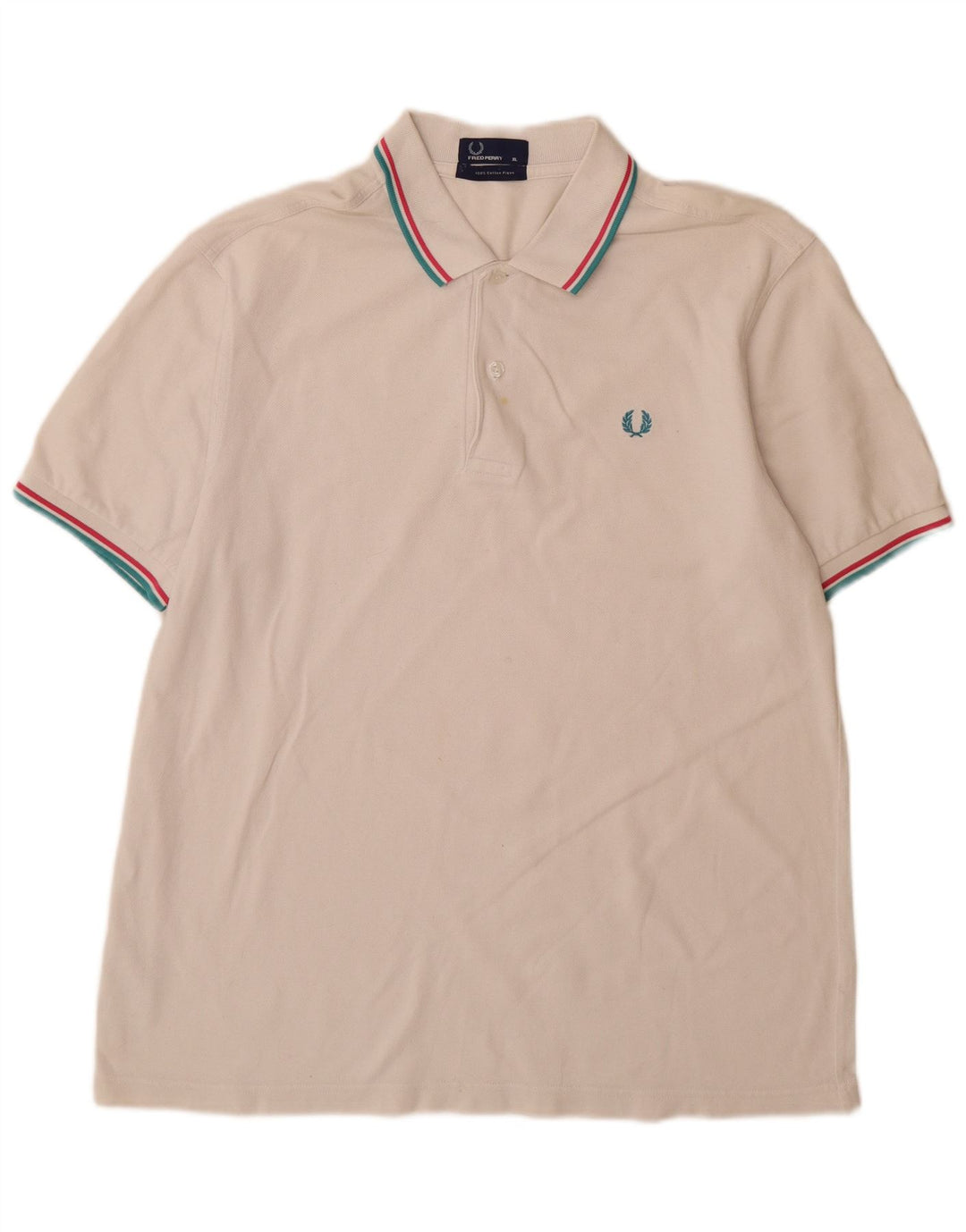 Fred Perry Mens Polo Shirt XL White Striped Cotton