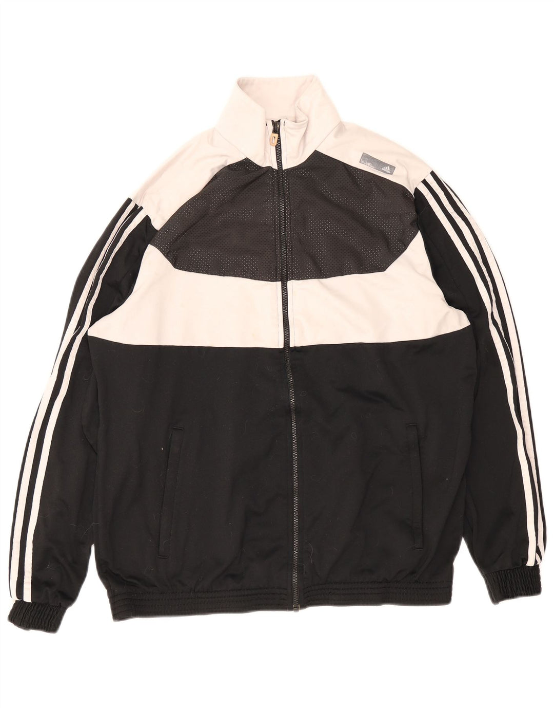 Adidas Mens Tracksuit Top Jacket UK 44/46 Large Black Colourblock Polyester