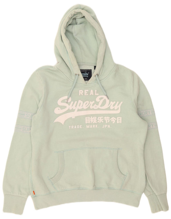 Superdry Womens Graphic Hoodie Jumper UK 14 Large Green Cotton