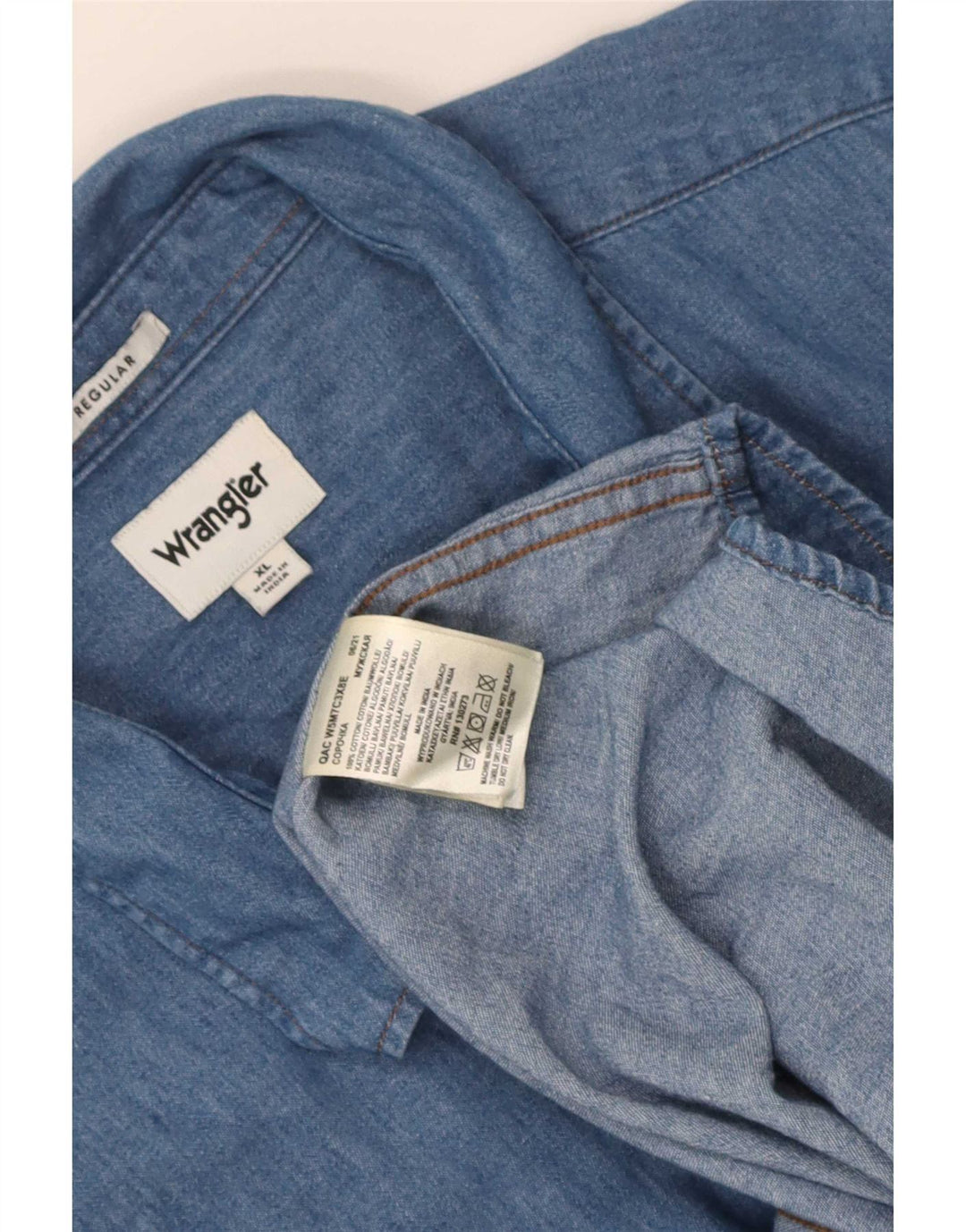 Wrangler Mens Western Regular Fit Denim Shirt XL Blue Cotton