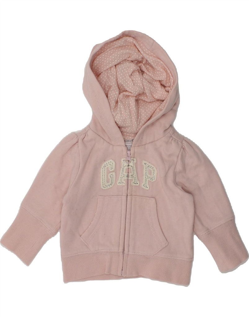 GAP Baby Girls Graphic Zip Hoodie Sweater 0-3 Months Pink Cotton | Vintage Gap | Thrift | Second-Hand Gap | Used Clothing | Messina Hembry 