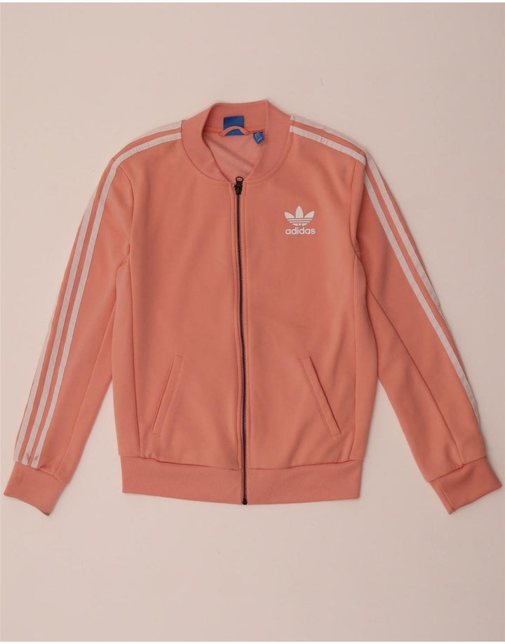 Adidas Womens Graphic Tracksuit Top Jacket UK 8 Small Pink Polyester