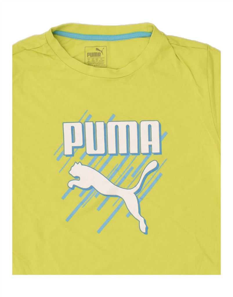 PUMA Boys Graphic T-Shirt Top 13-14 Years Green Cotton | Vintage Puma | Thrift | Second-Hand Puma | Used Clothing | Messina Hembry 