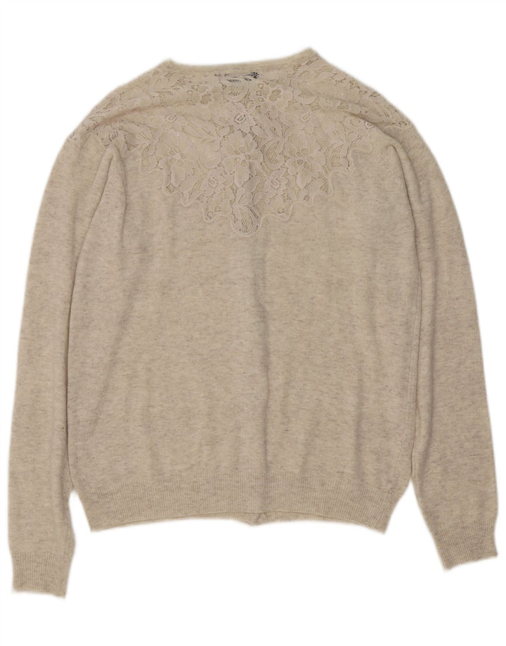 Zara Womens Cardigan Sweater UK 16 Large Beige Flecked