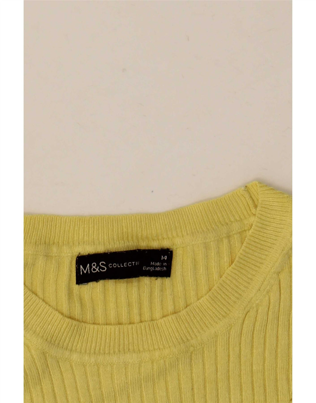 Marks & Spencer Womens Crew Neck Jumper Sweater UK 14 Medium Yellow