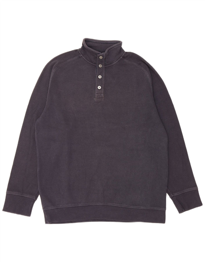 Marks & Spencer Mens Button Neck Jumper Sweater Medium Navy Blue