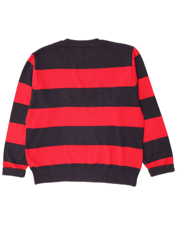 Tommy Hilfiger Mens Crew Neck Jumper Sweater 2XL Red Striped Cotton