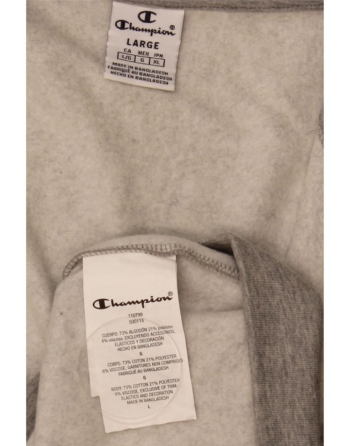 Champion Mens Graphic Tracksuit Top Jacket Large Grey Flecked Cotton