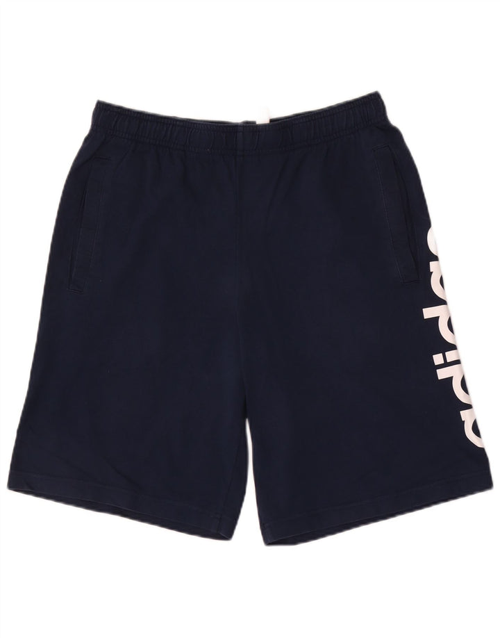Adidas Mens Graphic Sport Shorts Medium Navy Blue Cotton
