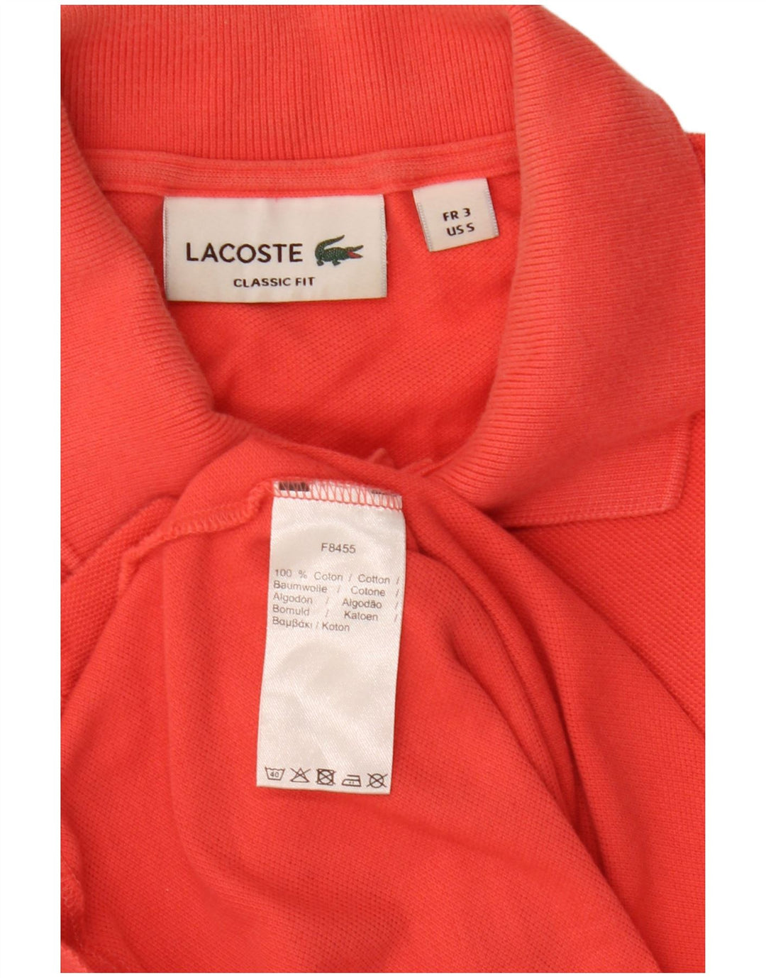 Lacoste Mens Classic Fit Polo Shirt Size 3 Small Red Cotton