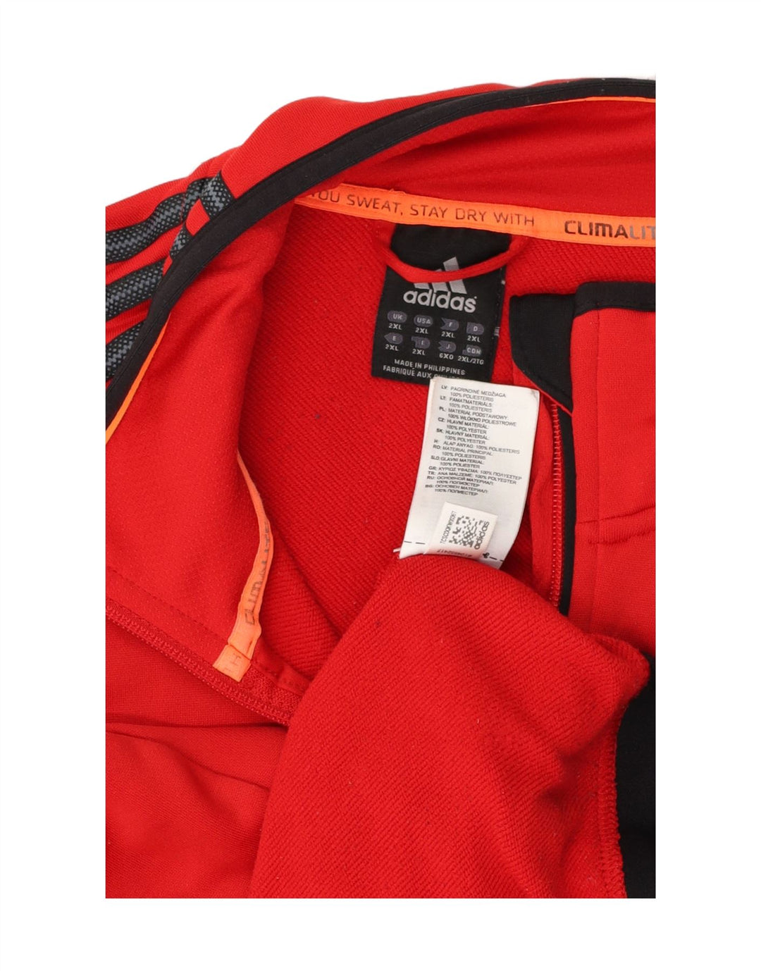 Adidas Mens Climalite Tracksuit Top Jacket 2XL Red Polyester