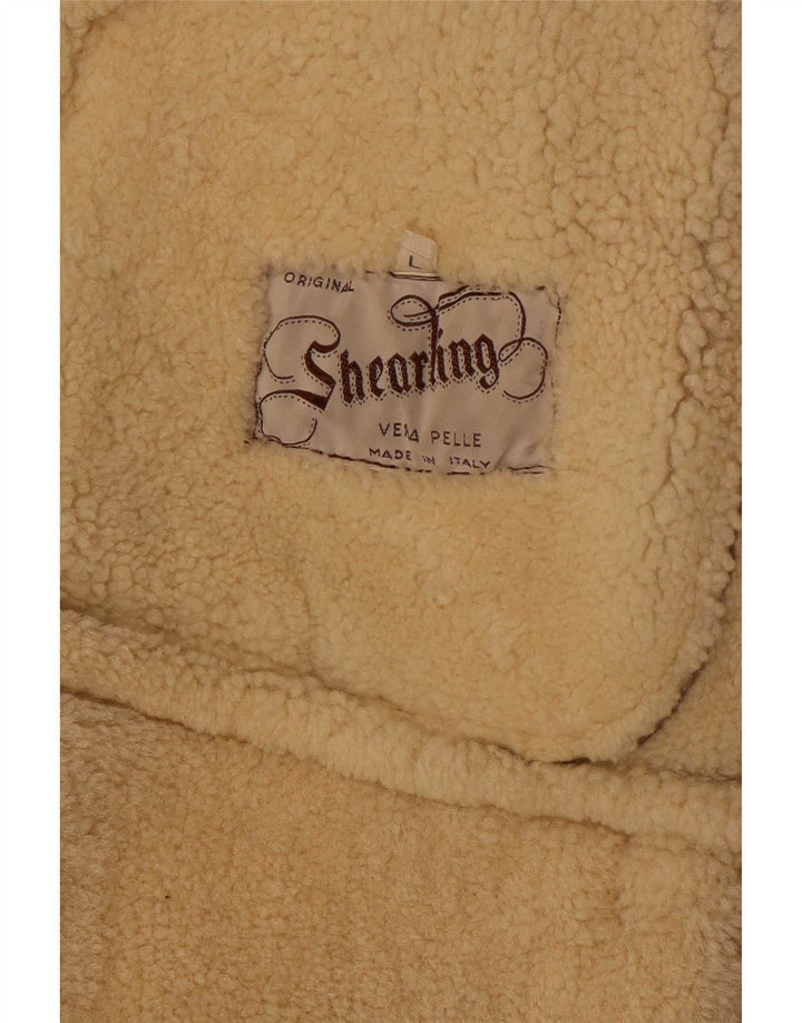 Vintage Mens Shearling Jacket UK 40 Large Brown