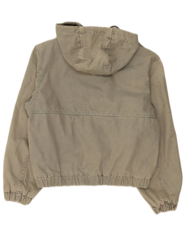 Zara Mens Hooded Bomber Jacket UK 36 Small Khaki Cotton