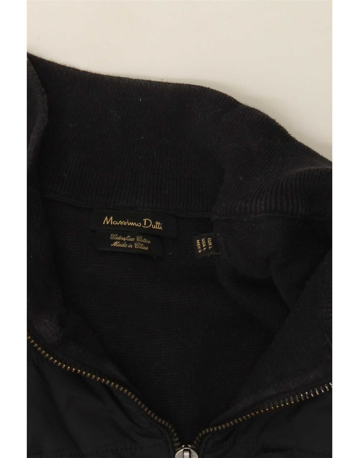 Massimo Dutti Mens Zip Neck Jumper Sweater Large Navy Blue Cotton