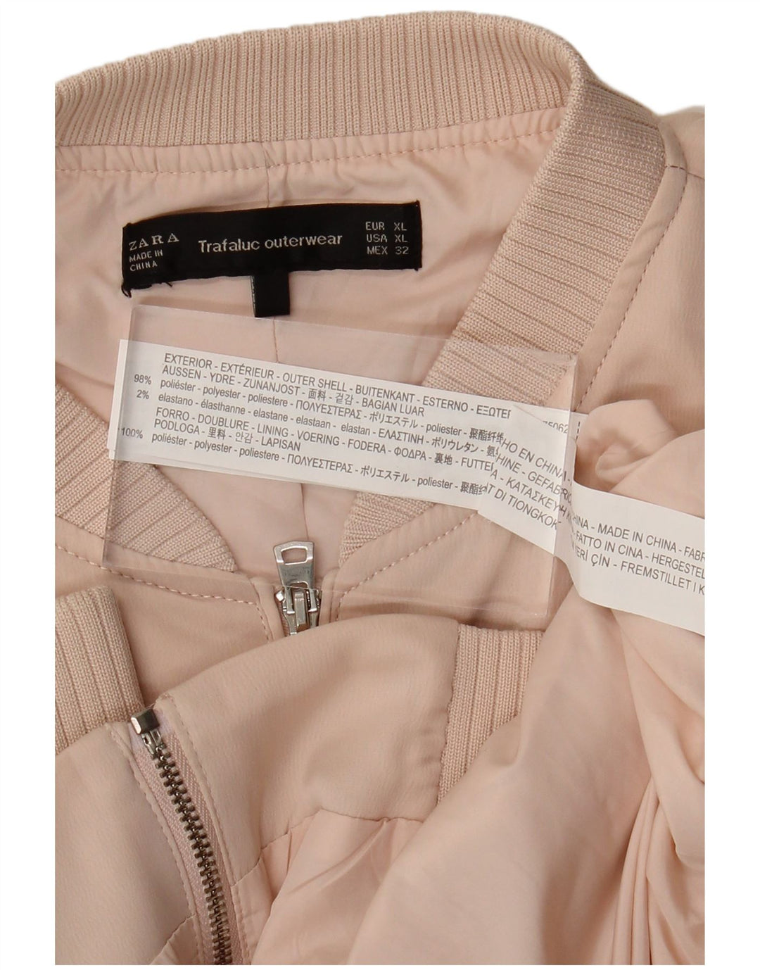 ZARA Womens Bomber Jacket UK 18 XL Pink Polyester