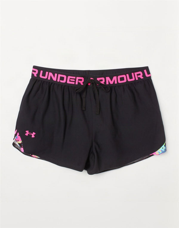 Under Armour Girls Loose Fit Sport Shorts 13-14 Years XL Black Camouflage