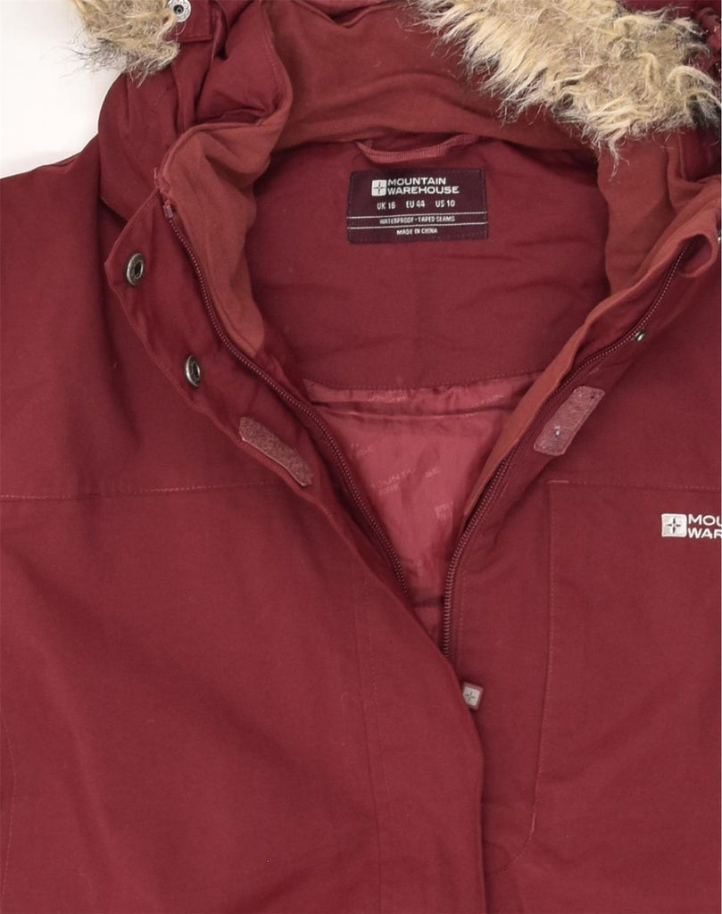 MOUNTAIN WAREHOUSE Womens Hooded Parka Jacket UK 16 Large Maroon Cotton | Vintage Mountain Warehouse | Thrift | Second-Hand Mountain Warehouse | Used Clothing | Messina Hembry 