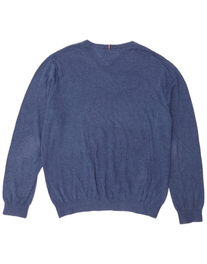 Tommy Hilfiger Mens V-Neck Jumper Sweater XL Blue Classic