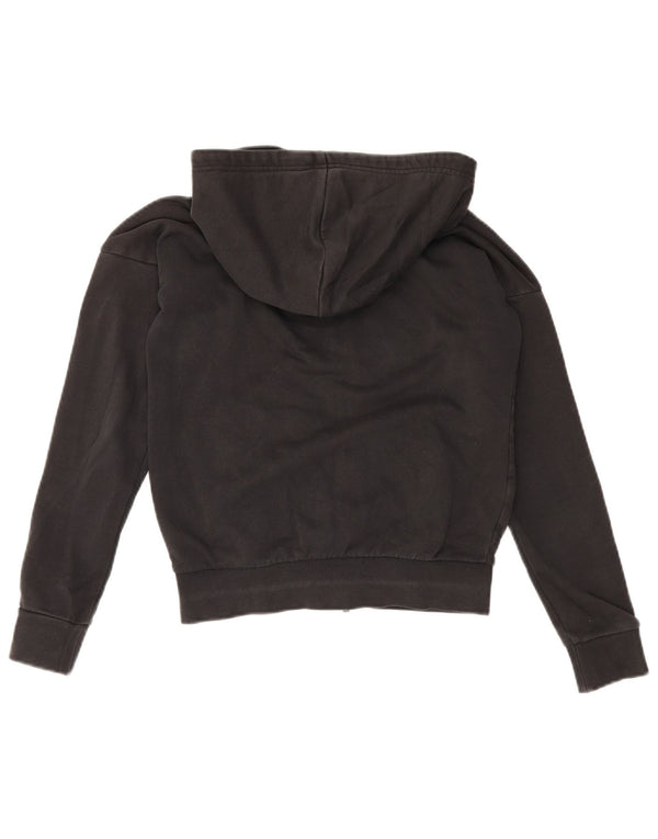 Adidas Womens Oversized Zip Hoodie Sweater UK 4/6 XS Black Cotton