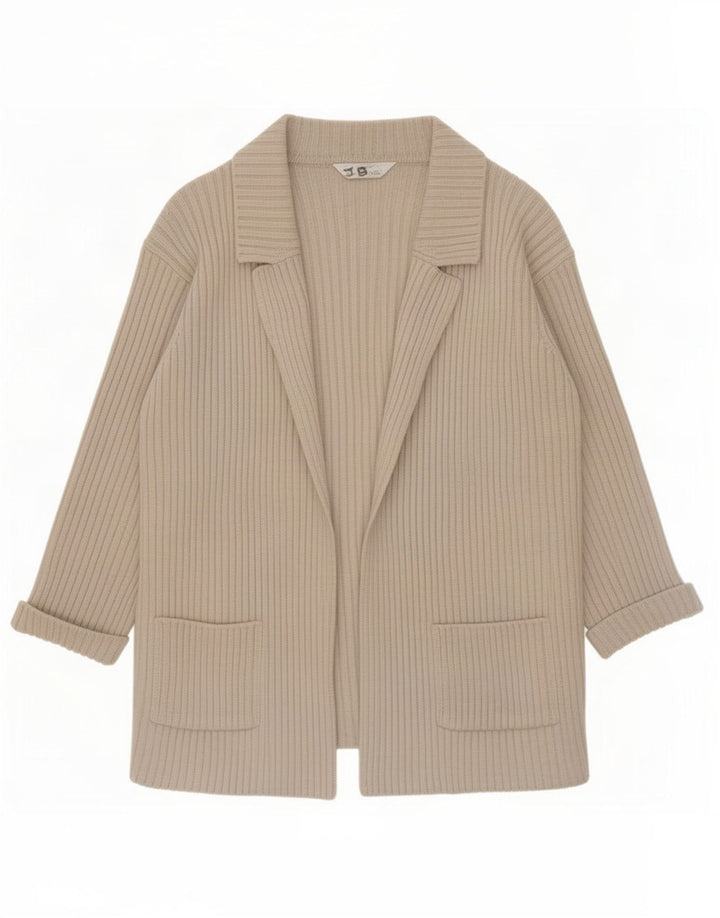 Marks & Spencer Womens Cardigan Sweater UK 10 Small Beige Wool
