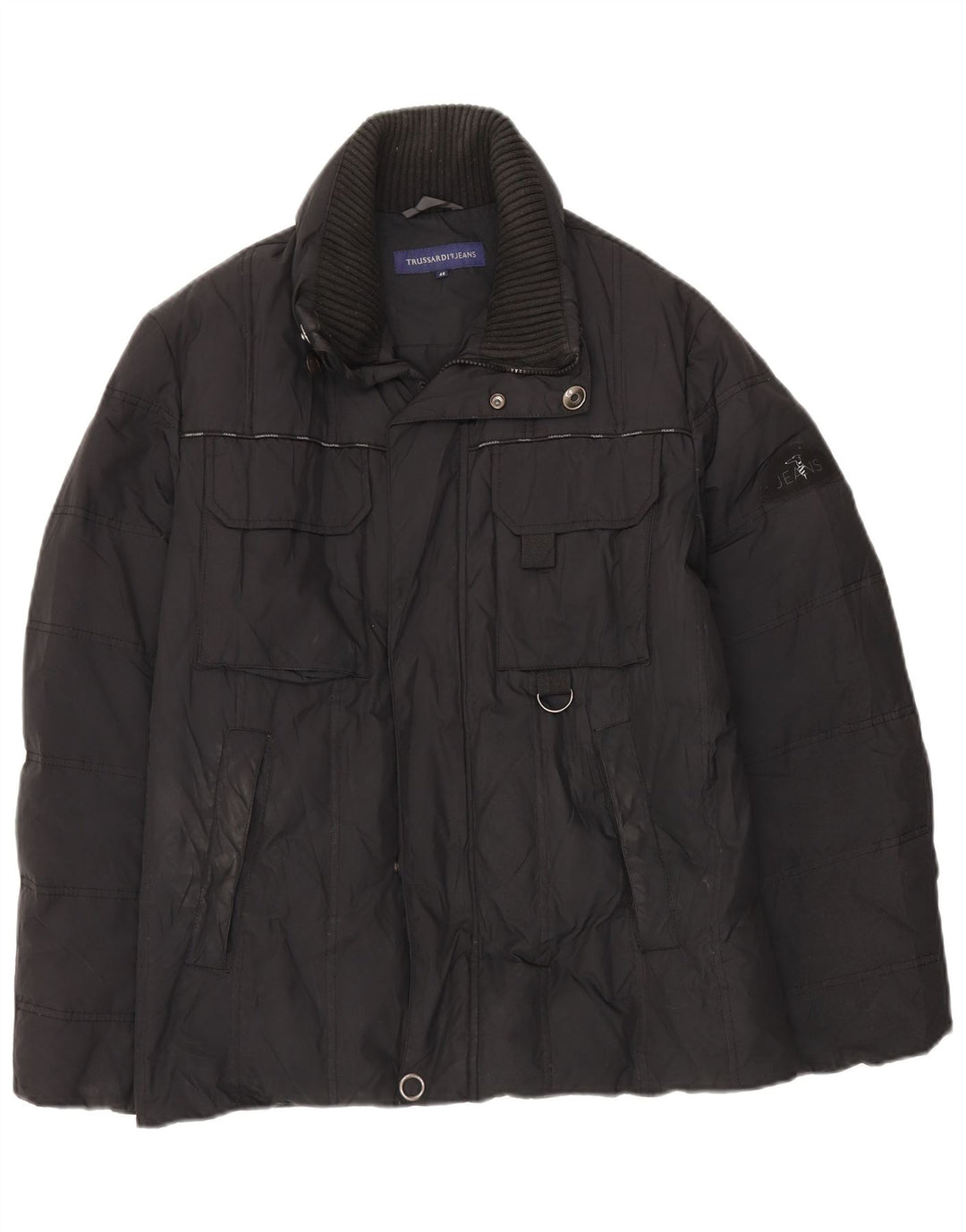 TRUSSARDI JEANS Mens Padded Jacket IT 46 Small Black
