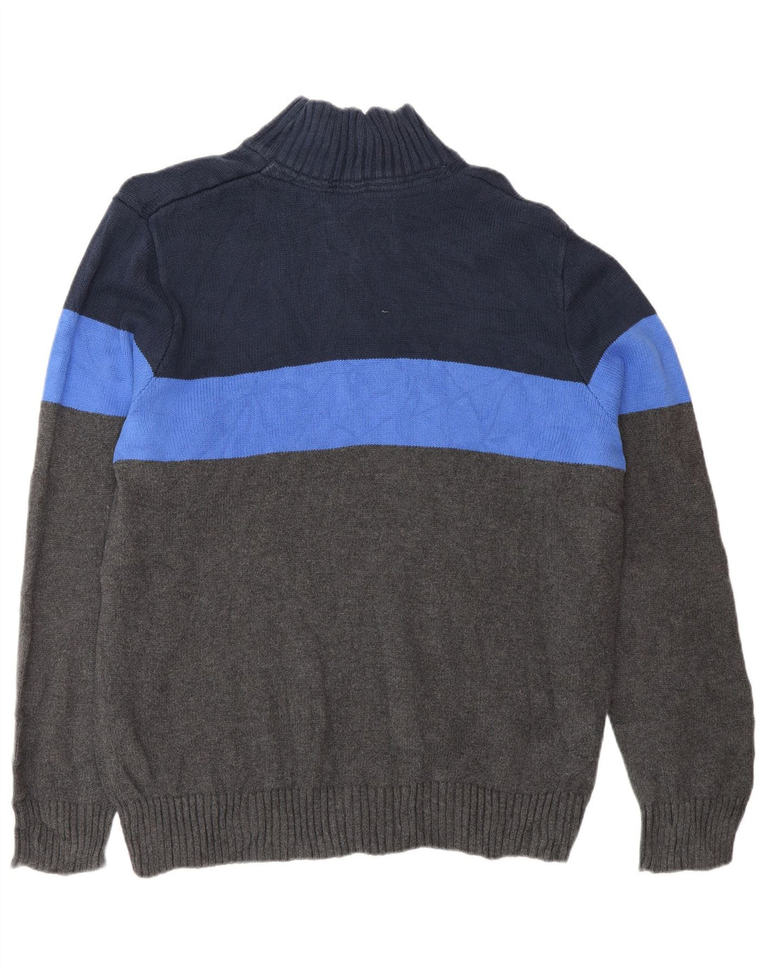 Eddie Bauer Mens Zip Neck Jumper Sweater Large Grey Colourblock Cotton