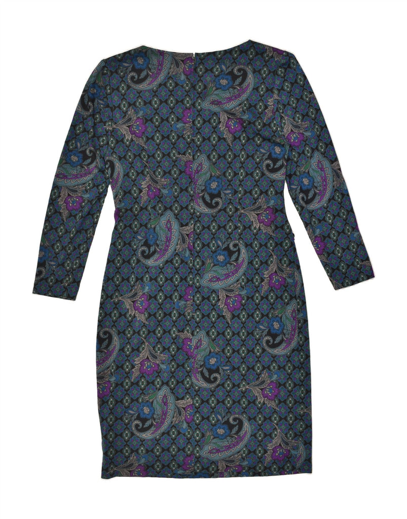 LUISA SPAGNOLI Womens Long Sleeve Sheath Dress IT 48 XL Blue Paisley Wool | Vintage Luisa Spagnoli | Thrift | Second-Hand Luisa Spagnoli | Used Clothing | Messina Hembry 