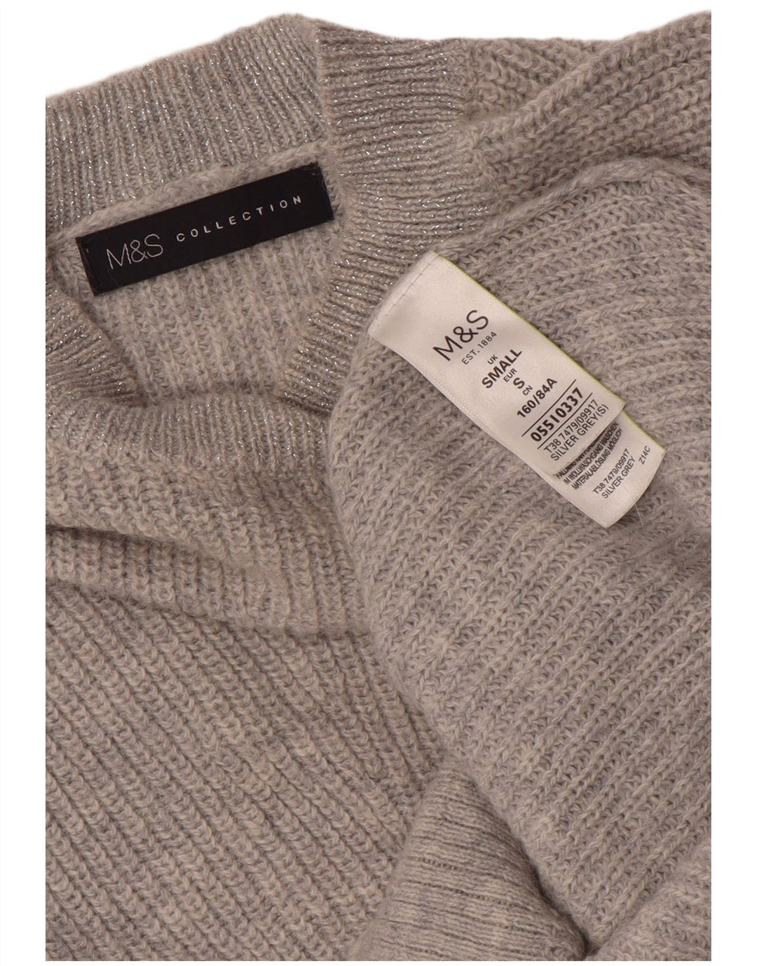 Marks & Spencer Womens Oversized Crew Neck Jumper Sweater UK 10 Small Grey