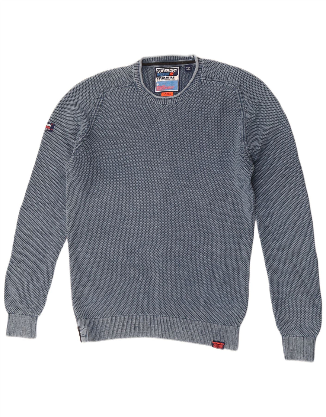 Superdry Mens Crew Neck Jumper Sweater Large Blue Cotton