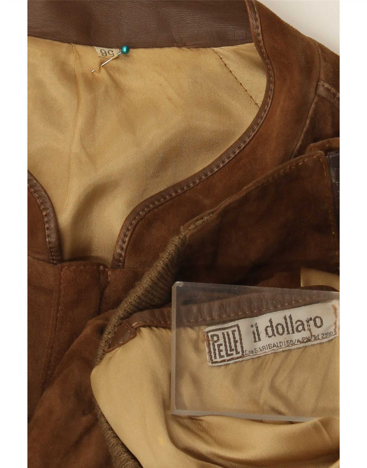 Vintage Mens Suede Bomber Jacket IT 56 3XL Brown Leather