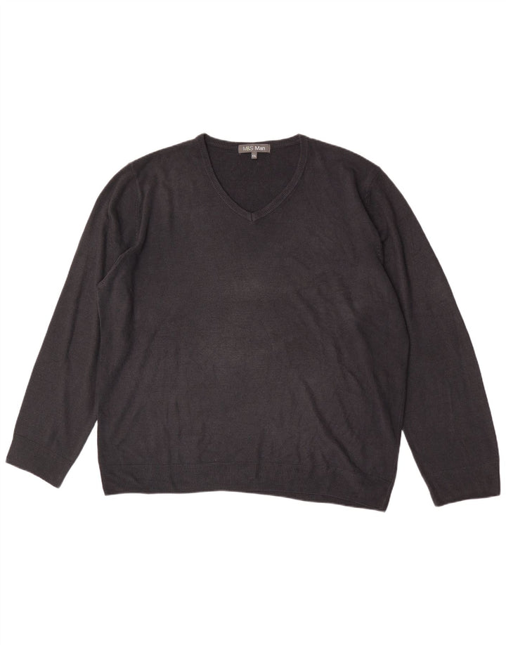 Marks & Spencer Mens V-Neck Jumper Sweater 2XL Navy Blue Acrylic