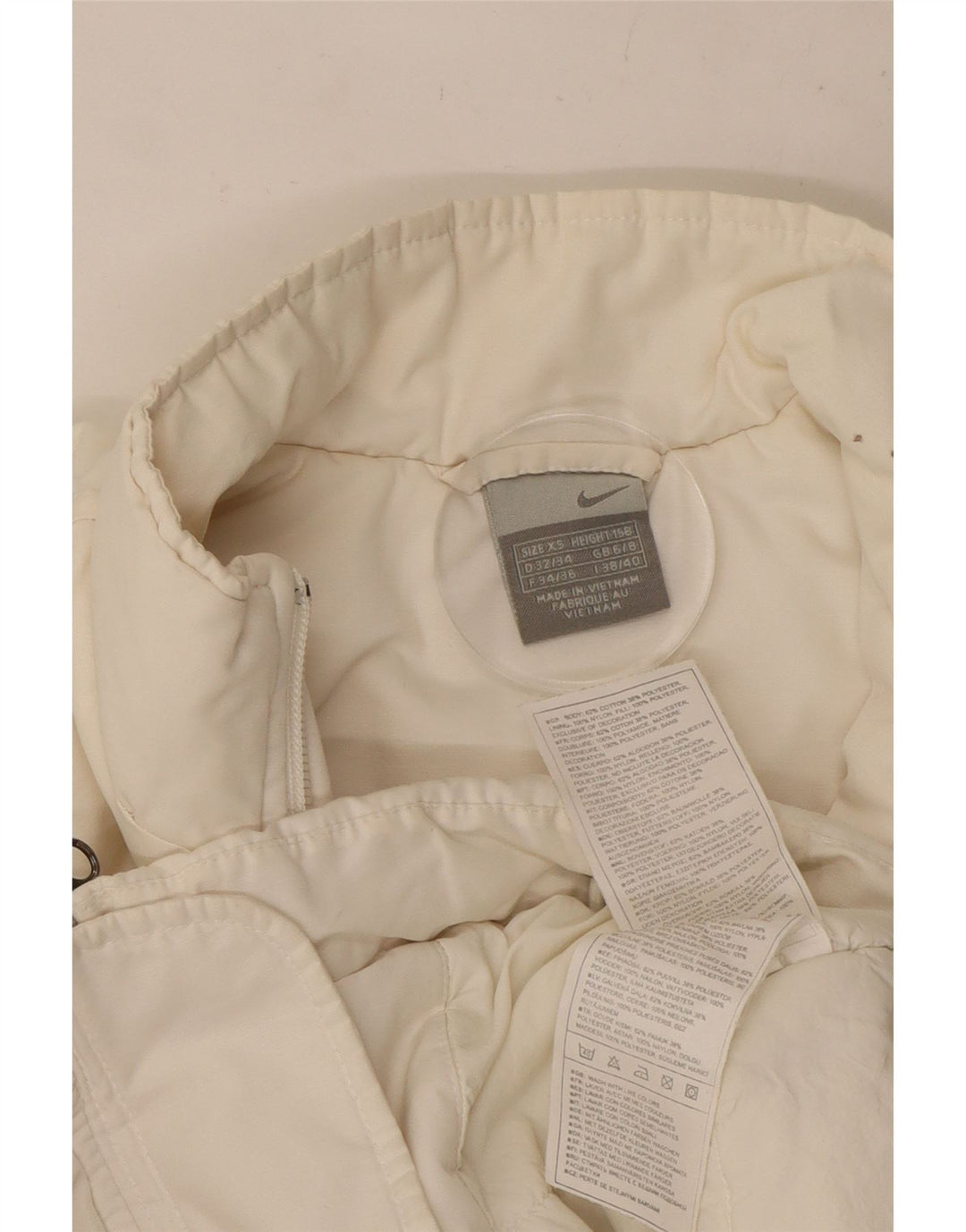 Nike Womens Windbreaker Jacket UK 4/6 XS White Cotton