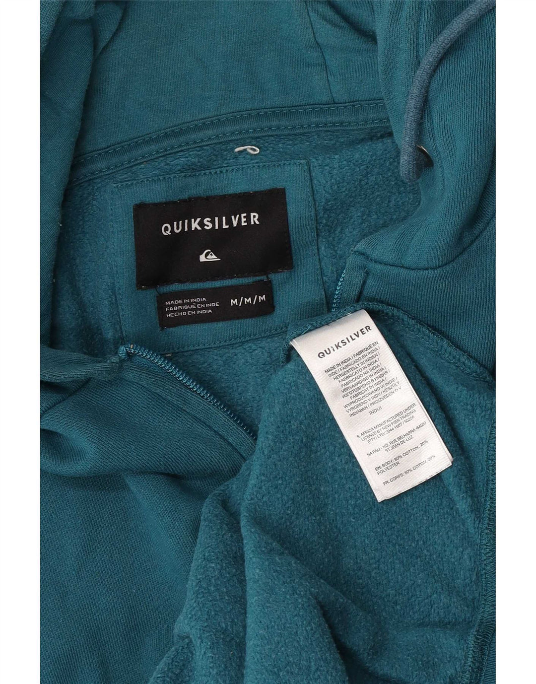 Quiksilver Mens Graphic Zip Hoodie Sweater Medium Blue Cotton