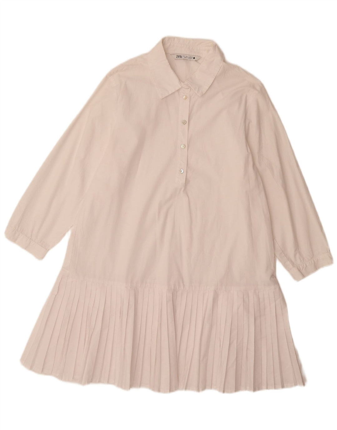 Zara Womens 3/4 Sleeve A-Line Dress UK 14 Large White Polyester