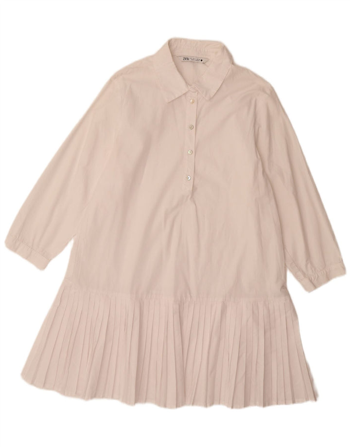 Zara Womens 3/4 Sleeve A-Line Dress UK 14 Large White Polyester
