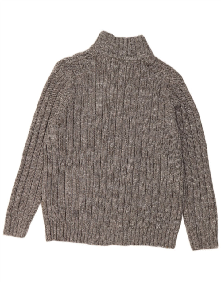 Marks & Spencer Mens Zip Neck Jumper Sweater Large Grey Flecked Acrylic