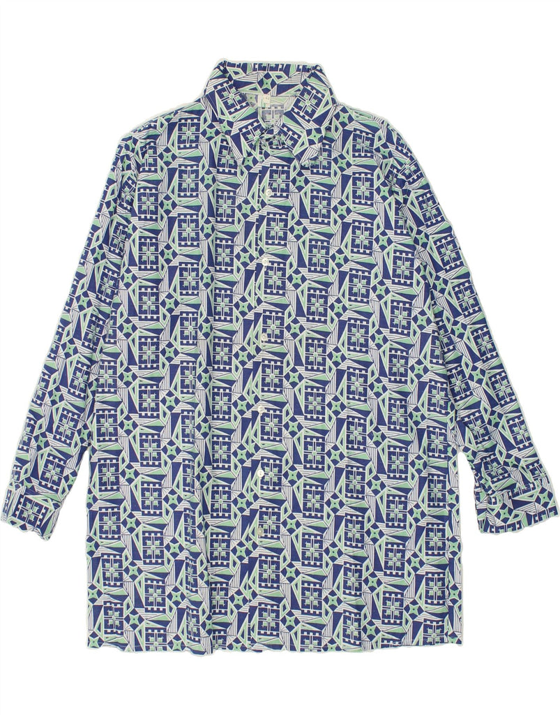 VINTAGE Mens Shirt Large Blue Geometric | Vintage Vintage | Thrift | Second-Hand Vintage | Used Clothing | Messina Hembry 