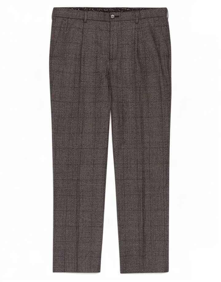 Marks & Spencer Mens Regular Suit Trousers W36 L33 Grey Check Polyester