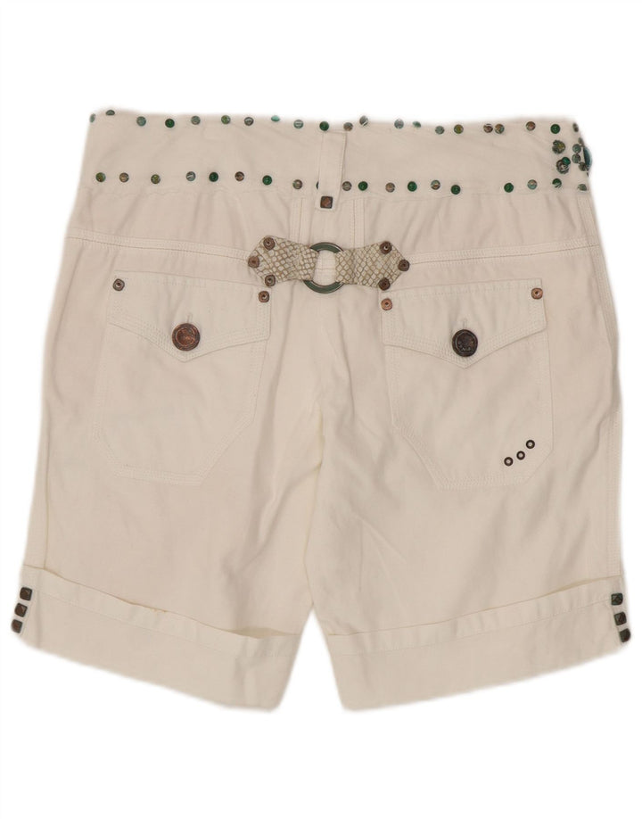 PINKO Womens Cargo Shorts UK 12 Medium W32  White Cotton