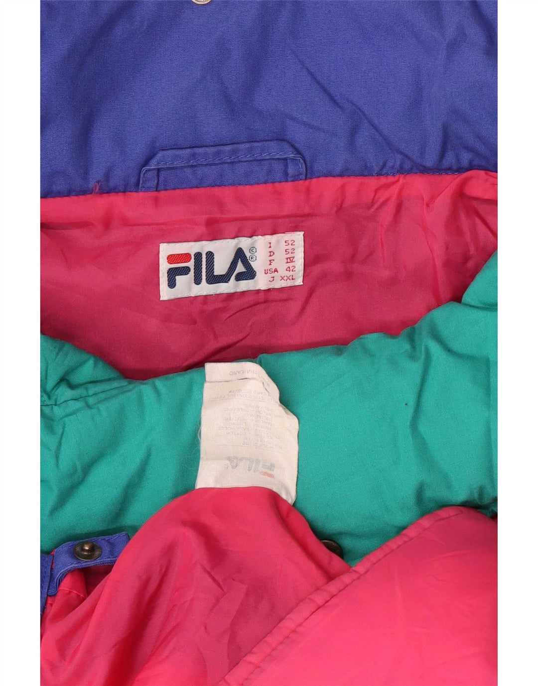 Fila Mens Hooded Windbreaker Jacket IT 52 2XL Blue Colourblock Polyester