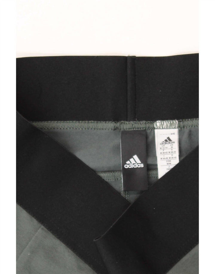 Adidas Womens Leggings UK 12/14 Medium Grey Colourblock Cotton
