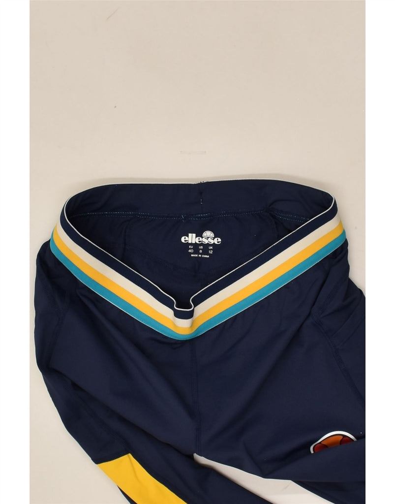 ELLESSE Womens Leggings UK 12 Medium Navy Blue Colourblock Polyamide | Vintage Ellesse | Thrift | Second-Hand Ellesse | Used Clothing | Messina Hembry 