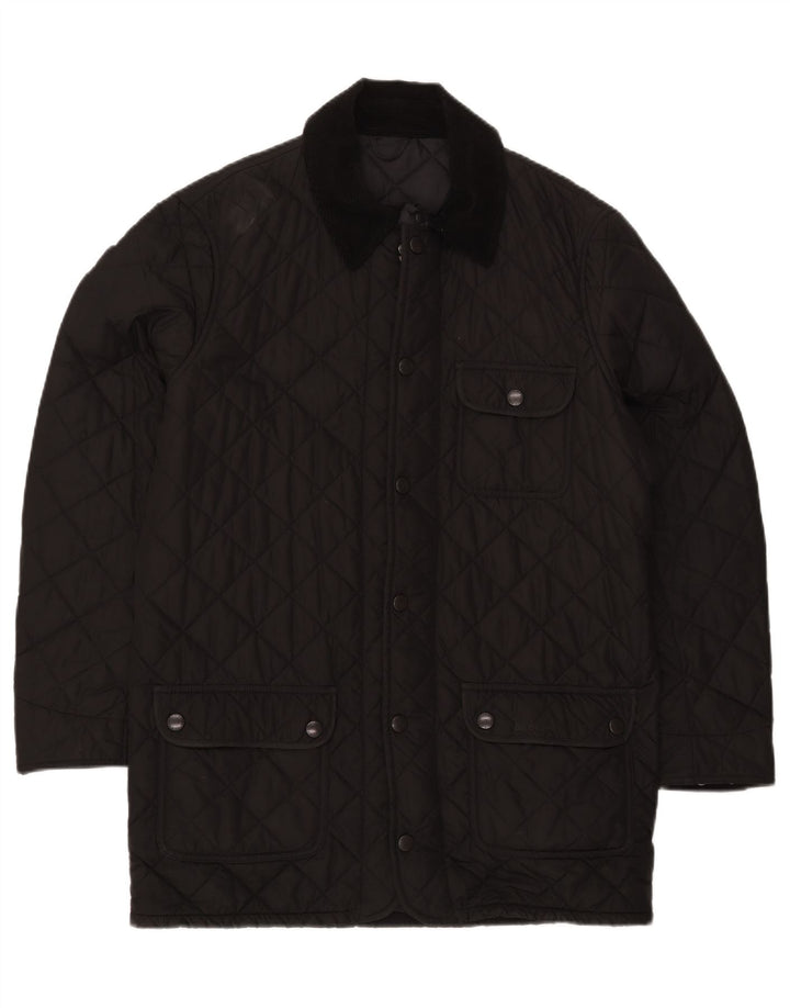 Barbour Mens Quilted Overcoat UK 40 Large Black Polyester